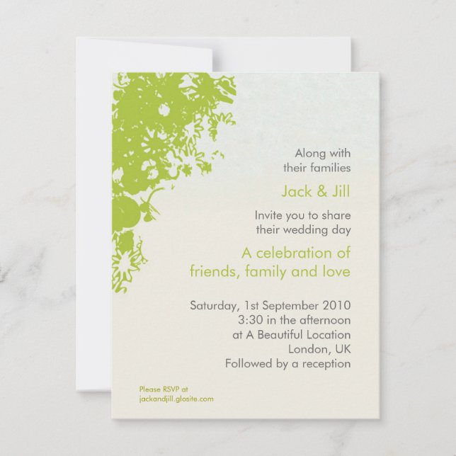 Green Flourish 4.25 x 5.25 Invitation (Front)