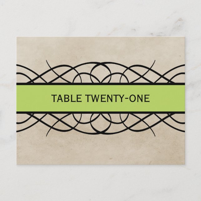 Green Flourish Border Table Number Postcard (Front)