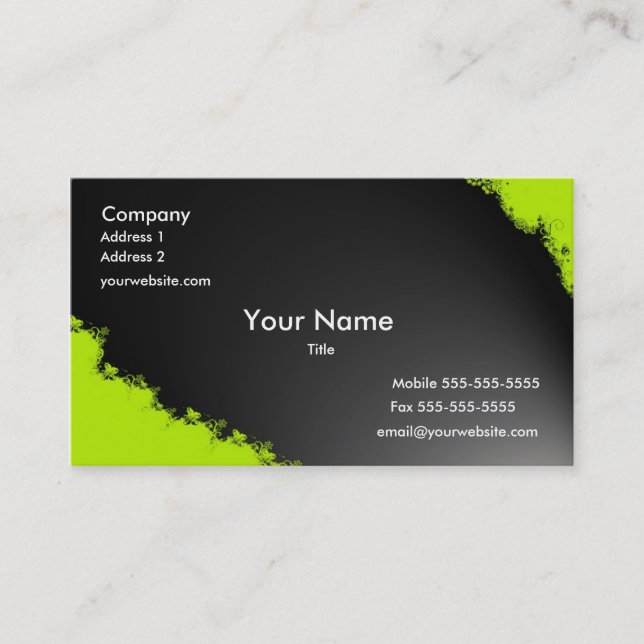 Green Flourish Business Card (Front)