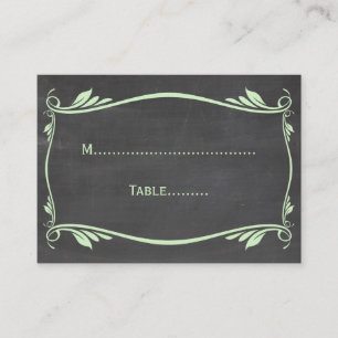 Green Flourish Chalkboard Place Card
