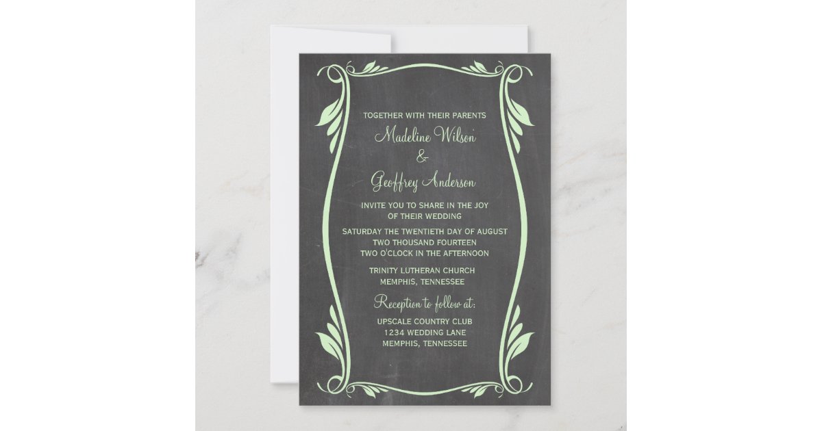 Flourishing Chalkboard Wedding Invitation