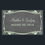 Green Flourish Chalkboard Wedding Stickers<br><div class="desc">Elegant and trendy Flourish Chalkboard Wedding Stickers featuring a chalkboard look background and a fancy swirl and leaf art deco border in mint green. Easy to customize,  simply add your wedding details. Click "Customize It" to find more personalization options.</div>