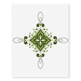Green Flourish Flower Temporary Tattoo
