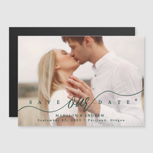 Green  Flourishing Love Photo Save the Date Magnetic Invitation