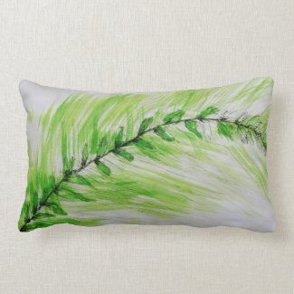 Green Flower botanical trendy Lumbar Pillow