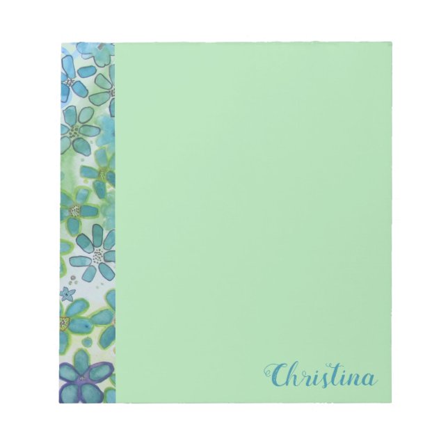 Green Flower Burst Personalized Notepad (Front)