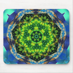 Green Flower Circle Geometric Mandala Mousepad