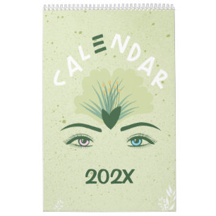 Green Flower Eyes Yearly Calendar