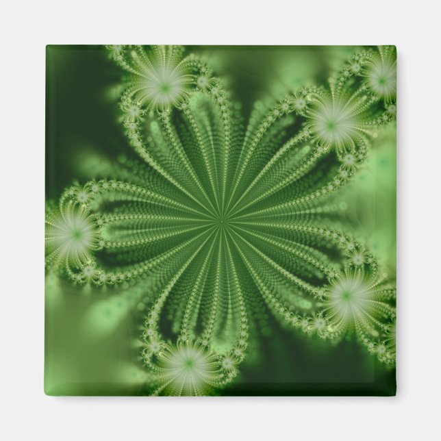 Green Flower Fractal Magnet (Front)