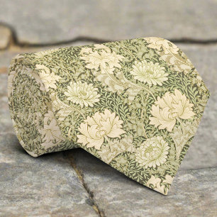 Green Flower Illustration Floral Christmas Pattern Neck Tie
