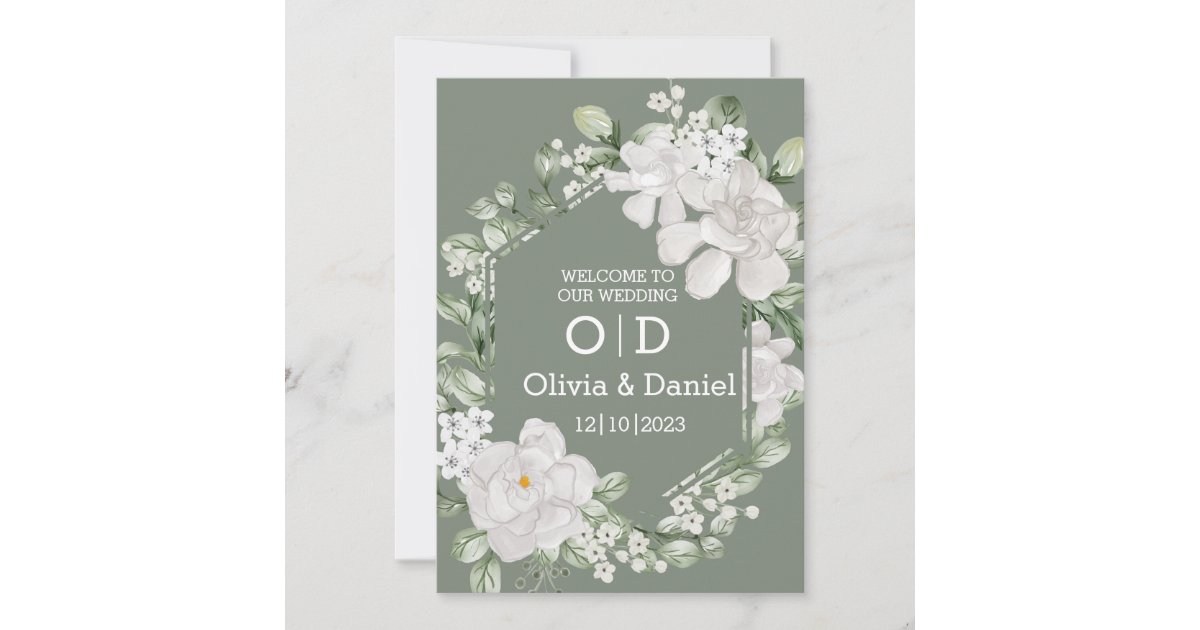 Green Flower Invitation Wedding Card | Zazzle