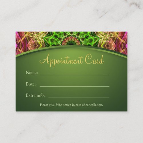 Green Flower Mandala Appointment Card