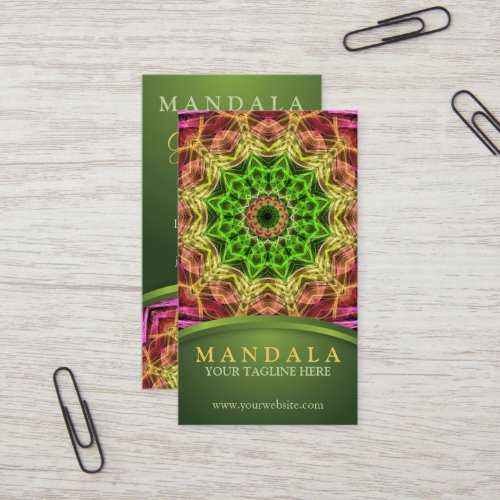 Green Flower Mandala Business Card