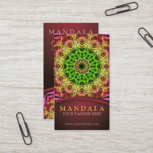 Green Flower Mandala Business Card