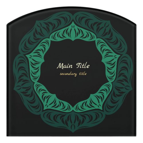 Green Flower Mandala Door Sign