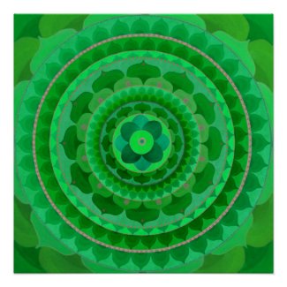 Green flower mandala poster