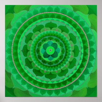 Green flower mandala poster