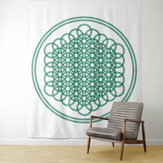Green Flower of Life - Sacred Geometry Tapestry