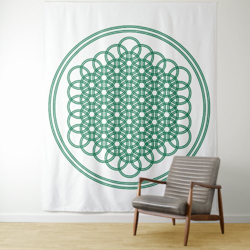 Green Flower of Life _ Sacred Geometry Tapestry