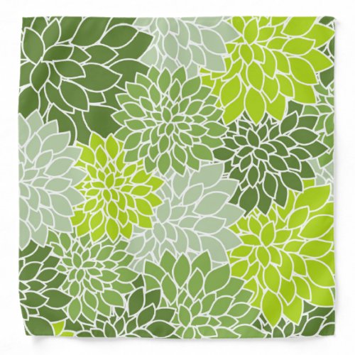 Green Flower Pattern Bandana