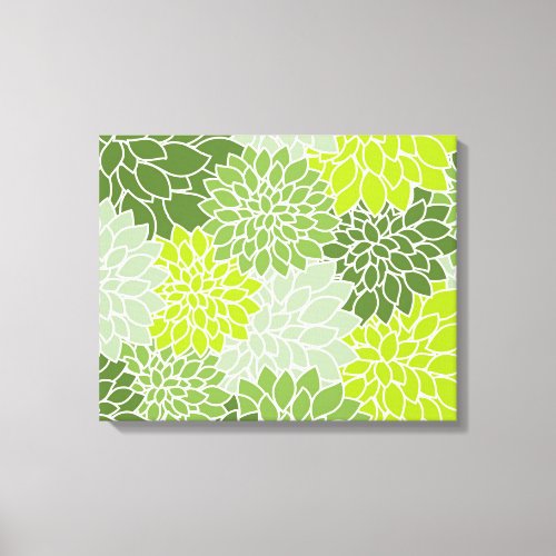 Green Flower Pattern Canvas Print