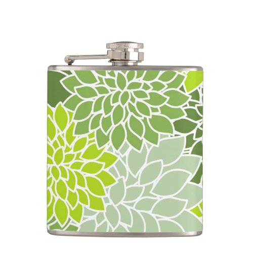 Green Flower Pattern Flask