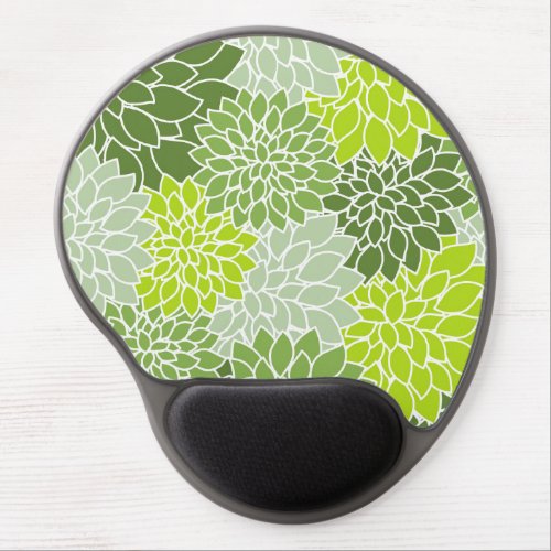 Green Flower Pattern Gel Mouse Pad