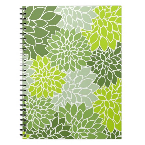 Green Flower Pattern Notebook