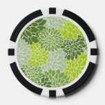 Green Flower Pattern Poker Chips at Zazzle
