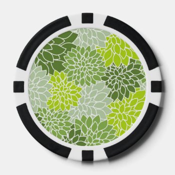 Green Flower Pattern Poker Chips by jm_vectorgraphics at Zazzle