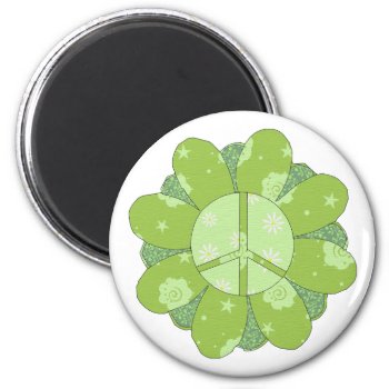 Green Flower Peace Sign Magnet by orsobear at Zazzle
