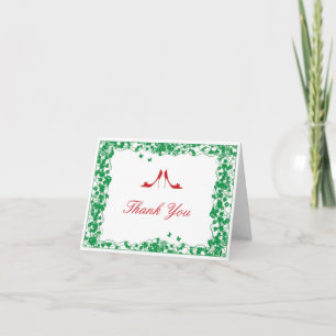 Green Flower Red Shoes Bridal Shower Thank You Car