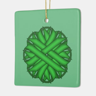 Green Flower Ribbon by Kenneth Yoncich Ceramic Ornament
