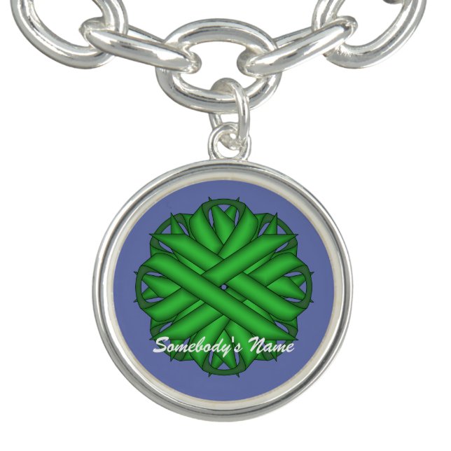 Green Flower Ribbon by Kenneth Yoncich Charm Bracelet (Design)
