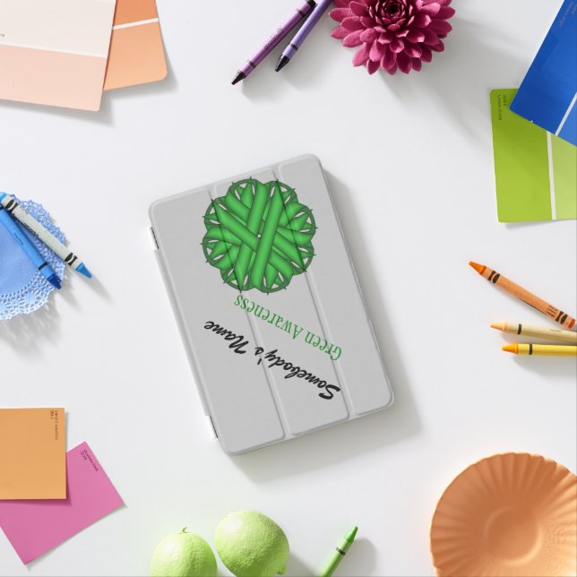 Green Flower Ribbon by Kenneth Yoncich iPad Mini Cover (In Situ)