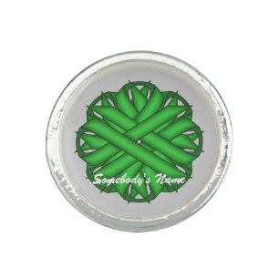 Green Flower Ribbon by Kenneth Yoncich Ring