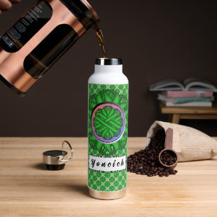 Green Flower Ribbon by Kenneth Yoncich Water Bottle