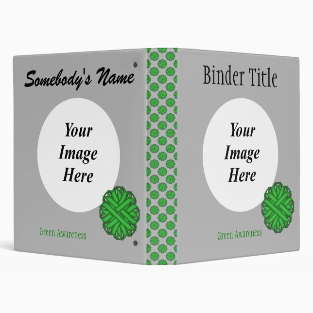 Green Flower Ribbon Template by Kenneth Yoncich 3 Ring Binder (Background)