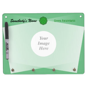 Green Flower Ribbon Template by Kenneth Yoncich Dry Erase Board With Keychain Holder