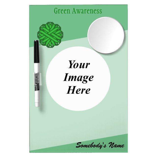 Green Flower Ribbon Template by Kenneth Yoncich Dry Erase Board With Mirror (Front)