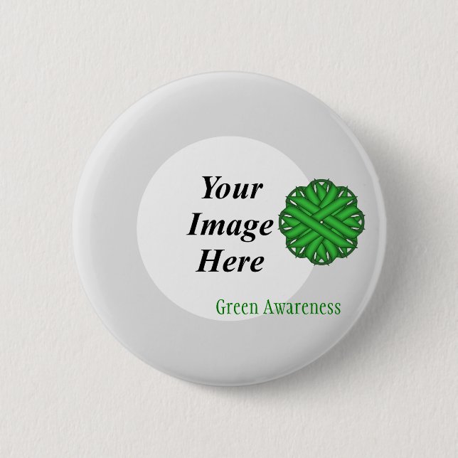 Green Flower Ribbon Template by Kenneth Yoncich Pinback Button (Front)