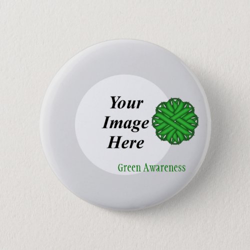 Green Flower Ribbon Template by Kenneth Yoncich Pinback Button