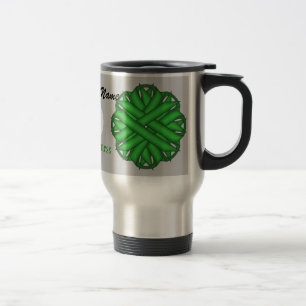 Green Flower Ribbon Tmpl by Kenneth Yoncich Travel Mug