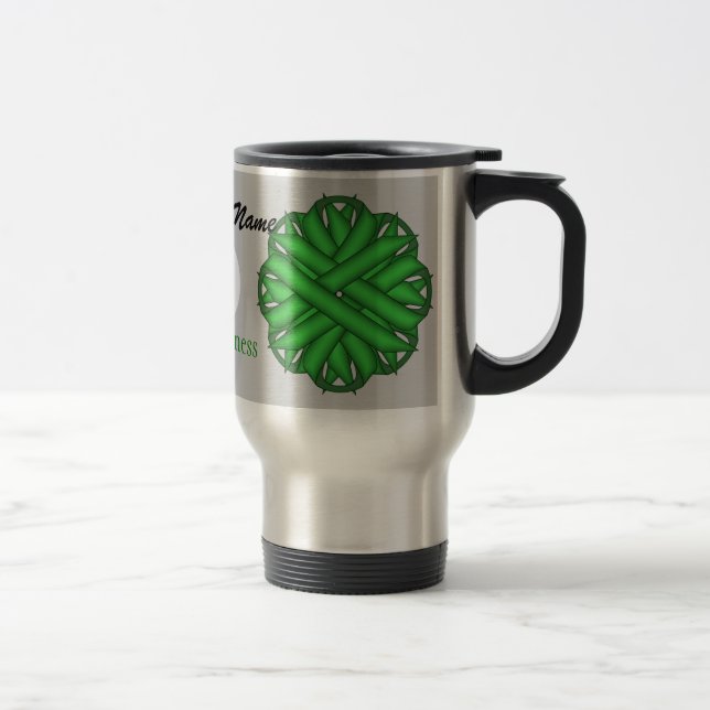 Green Flower Ribbon Tmpl by Kenneth Yoncich Travel Mug (Right)