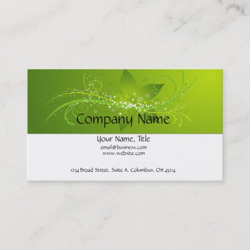 Customizable Green Flower Star Business Card