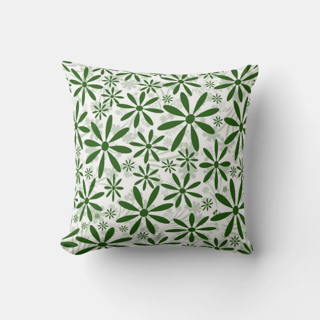 Green Flower Throw Pillow (Front)