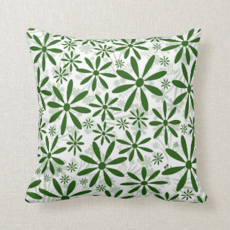 Green Flower Throw Pillow