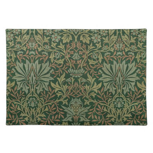 Green Flower Vintage Ornament Illustration Cloth Placemat