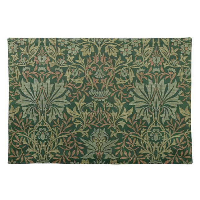 Green Flower Vintage Ornament Illustration Cloth Placemat (Front)