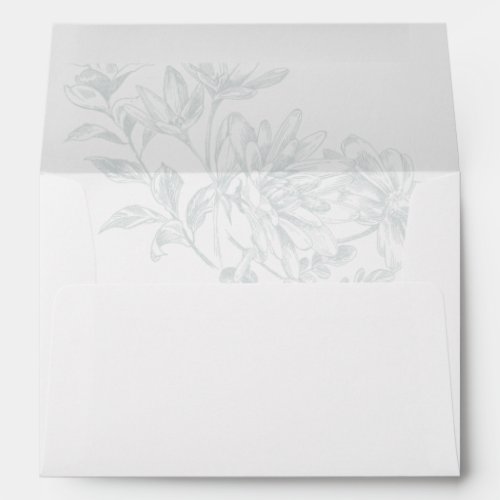 Green Flower Wedding Invitation Return Address Envelope